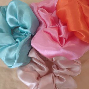 Satin Scrunchies Multiple colors xxl scrunchies pink, orange, light pink, green